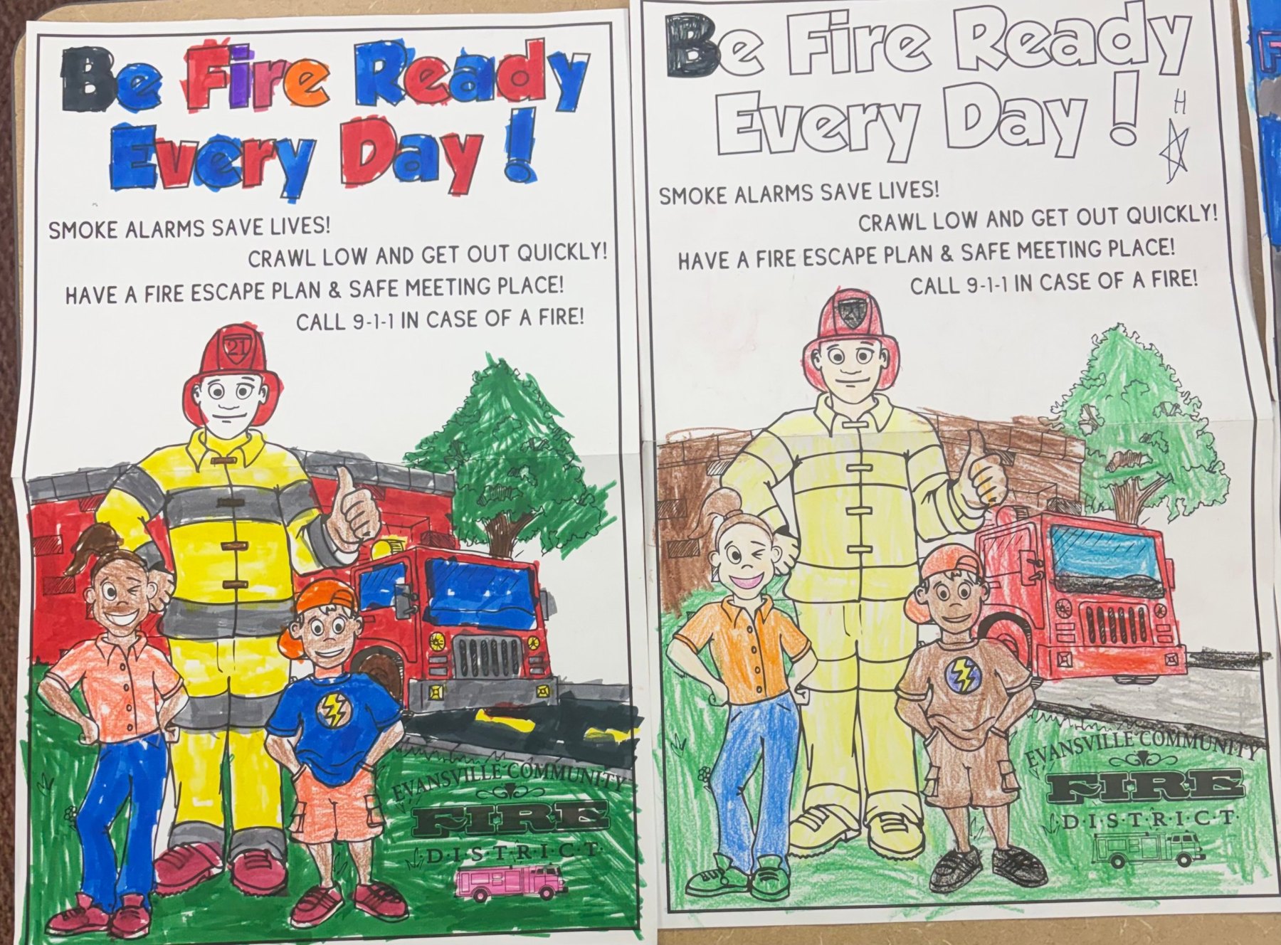 Winning coloring contest posters: Be Fire Ready Every Day