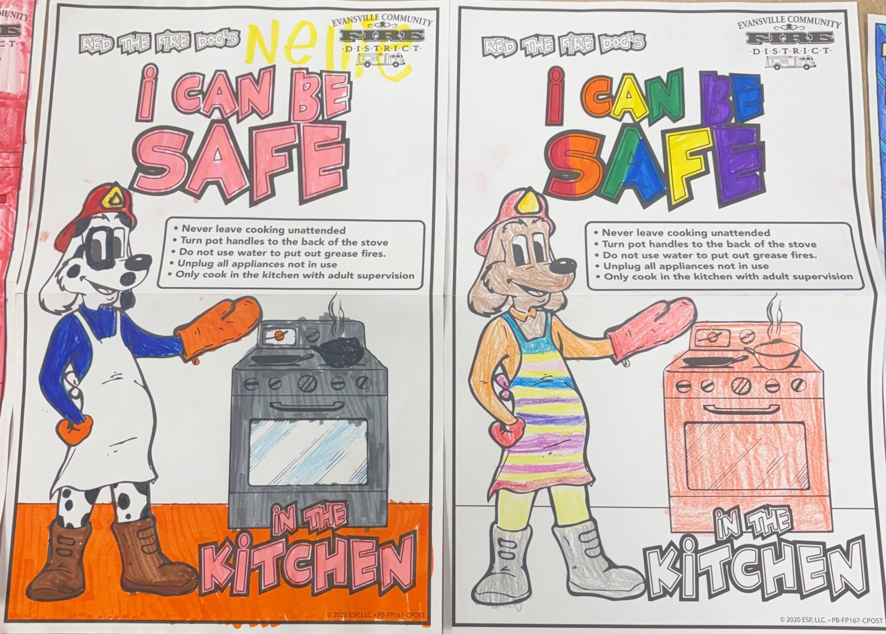 Winning coloring contest posters: I Can Be Safe in the Kitchen